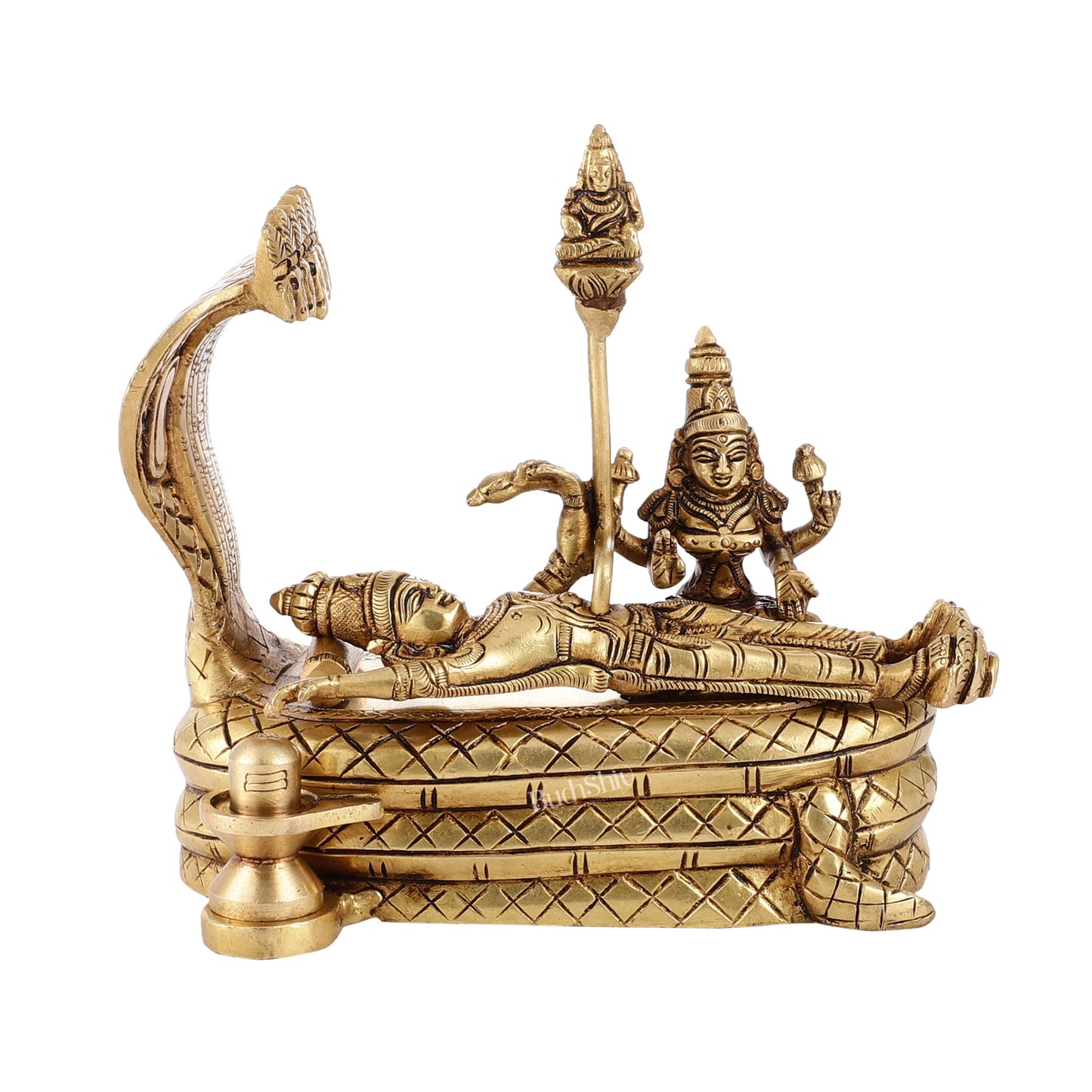 Vishnu lakshmi Elegant 5 Inch Lord Anantha Padmanabha Brass Murti Idol - Budhshiv.com