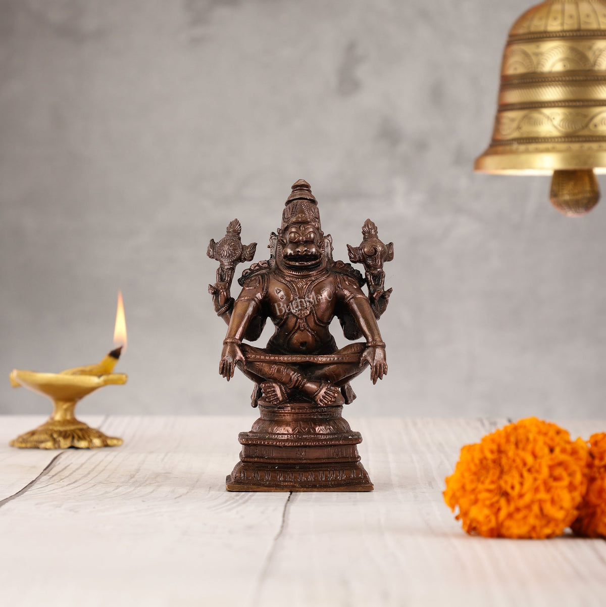 Yoga Narasimha Swamy Exclusive Pure Copper Idol - 5 Inch – Budhshiv.com
